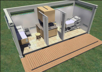 Clinics maximize container space (Image rendered in Artlantis)