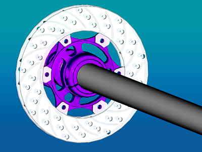 AX8 kart brake disc designed and visualised in Autodesk Inventor.