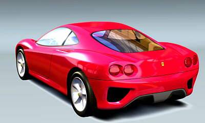 Rear quarter view of the Ferrari Modena 360 rendered in Alias|Wavefront AutoStudio