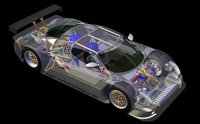 Jeffrey Berger, and engineer with Fin-el LLC in Indianapolis, Indiana USA, used Solid Edge from EDS to design this car that competes in the Daytona Prototype class in the Grand Am Road Racing series.