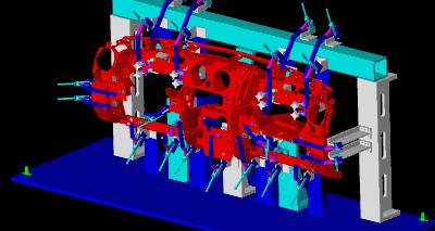 A CMM holding fixture for an instrument panel.