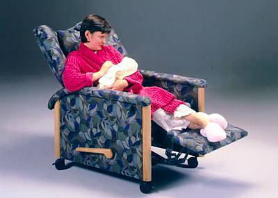 The Kangaroo recliner chair -- designed for neonatal intensive care use.