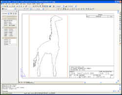 Giraffe silhouette shown in AutoCAD ready for editing after conversion by Scan2CAD from raster (scanned TIF file) to vector DXF (CAD) format.