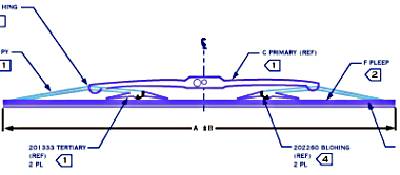 2D drawing of a wiper blade