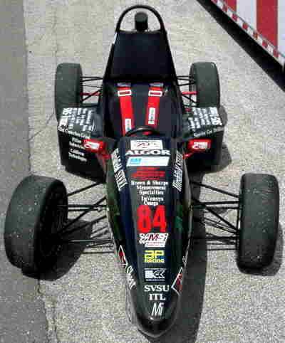 This Formula SAE racecar earned the Saginaw Valley State University team a sixth-place finish in the 2002 Formula SAE® Competition at the Pontiac Silverdome in Pontiac, Michigan. (Photograph courtesy of Dr. Brooks Byam, Saginaw Valley State University Formula SAE team.)
