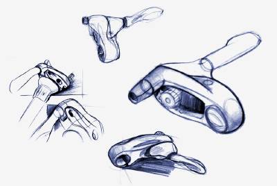 Design sketches of SRAM’s award winning bicycle brake lever