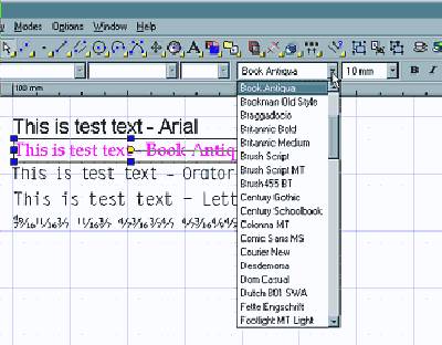 TurboCAD's font tools