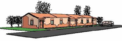 Dale Naegle’s design for a school building that will be built in Turkey as part of the relief housing project.