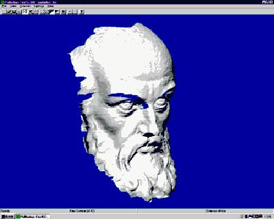Palladio's head scanned from a statue with a hand-held scanner.