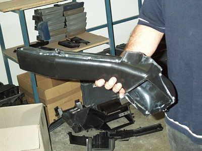 The original ventilation duct components were originally blow molded.  These conversion component have been redesigned with step outs and parting lines for vacuum molded manufacture.