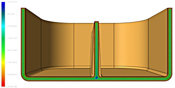The effect on part thickness when draft is added over the total length of a rib is clearly visible