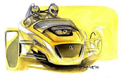 Design sketch of the three-wheel, two-seat concept.