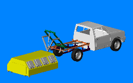 Hook loader mechanism for loading/unloading a body on a 1 tonne utility. Animation by CADinfo.NET