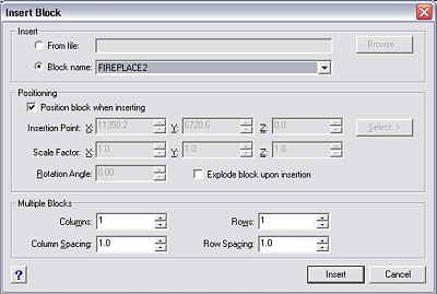 Selecting a block already defined in the current drawing.