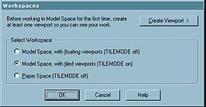 Workspaces dialogue box.