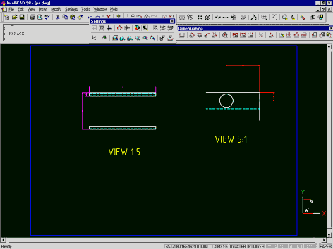 The end result showing scaled views with different dimensions.