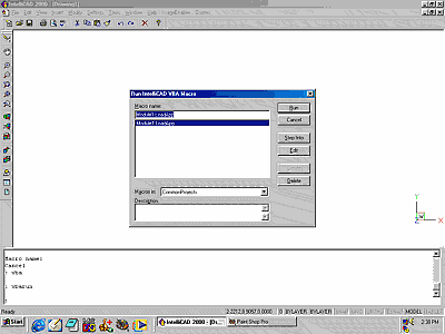 The 'Run Macro' screen in IntelliCAD