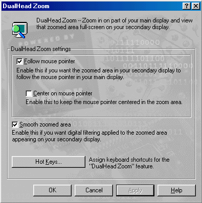 DualHead 'zoom' settings options.