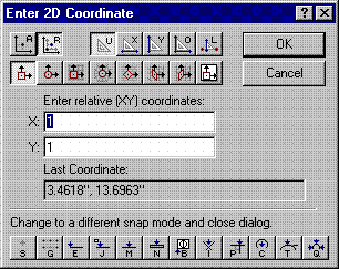 AutoSketch 2D coordinate entry dialog box