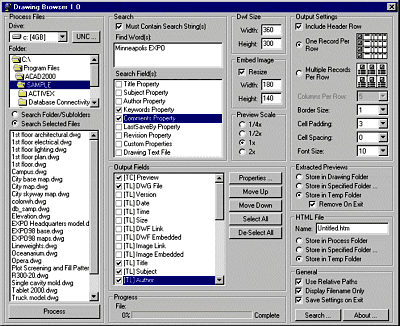 Drawing Browsers main dialog panel.