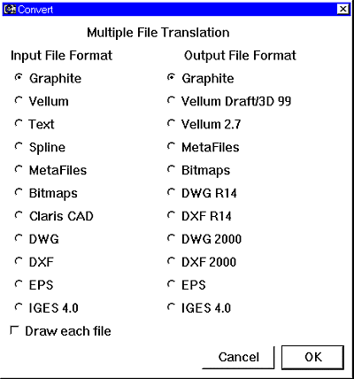 Graphite's file Import and Export facility.