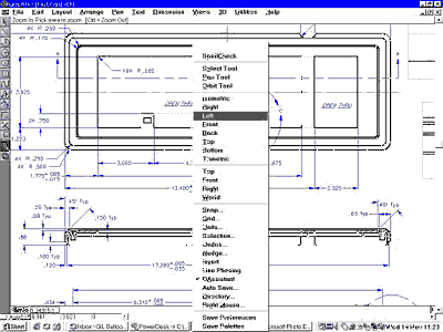 A typical Graphite screen display, showing the right-click menu that pops-up when needed.