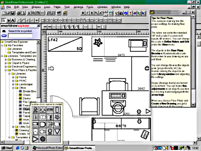 A typical SmartDraw screen-layout