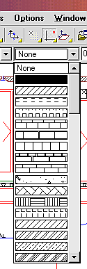 The Brush Pattern drop-down selection list.  This corresponds with AutoCAD's hatch patterns but can be applied as an automatic infill.