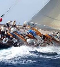 Hodgdon-built Antonisa under sail at Maxi Worlds. Photo by Tim Wright.