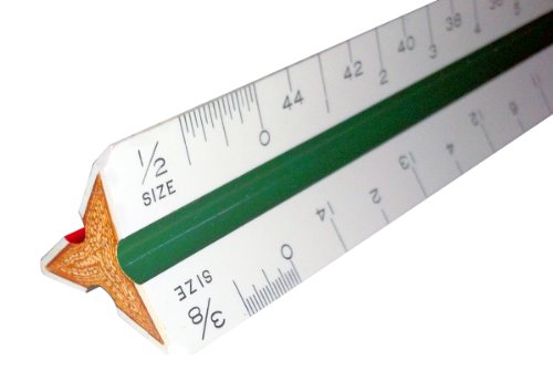 12″ Triangular Combination Scale Rule for Mechanical Engineer (1/8, 1/4, 3/8, 1/2, 3/4, 1) and 1:50 hardwood bamboo core Combo
