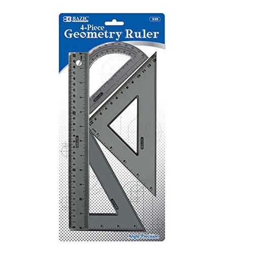BAZIC 4-Piece Geometry Ruler Combination Sets